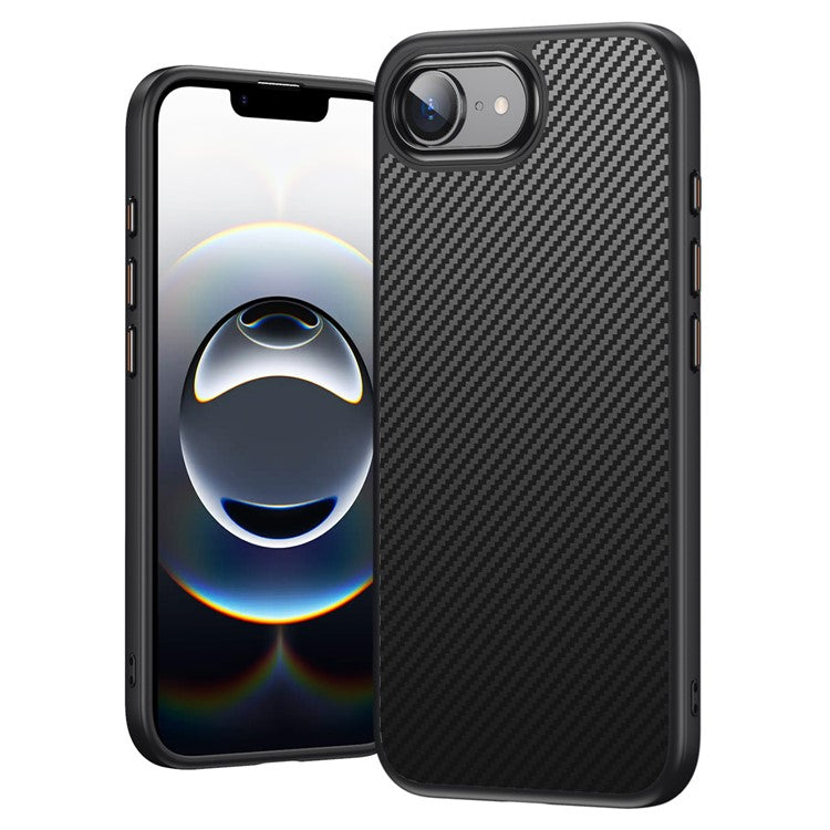 För iPhone 16e Magnetfodral Carbon Fiber Texture PC + TPU-skal
