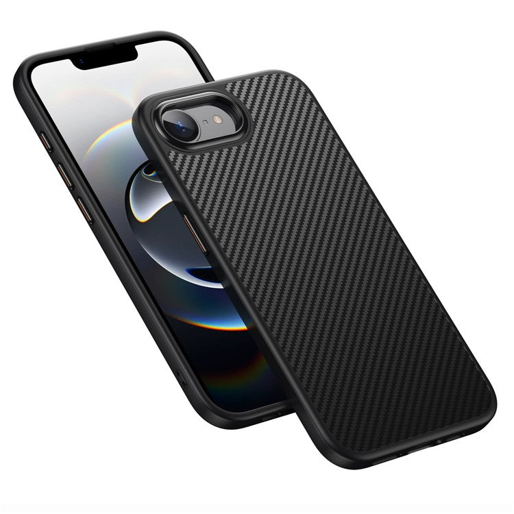 För iPhone 16e Magnetfodral Carbon Fiber Texture PC + TPU-skal
