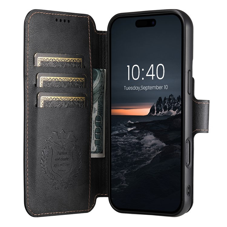 SUTENI Q-05 För iPhone 15 Plus / 14 Plånboksfodral 2 i 1 Avtagbart läder Flip-telefonfodral med stativ