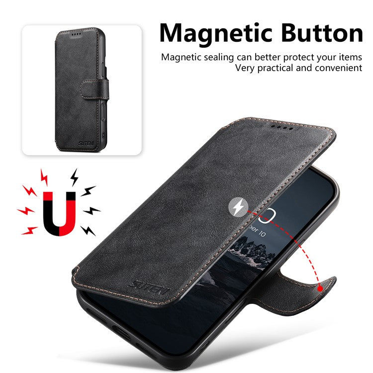 SUTENI Q-05 För iPhone 15 Plus / 14 Plånboksfodral 2 i 1 Avtagbart läder Flip-telefonfodral med stativ