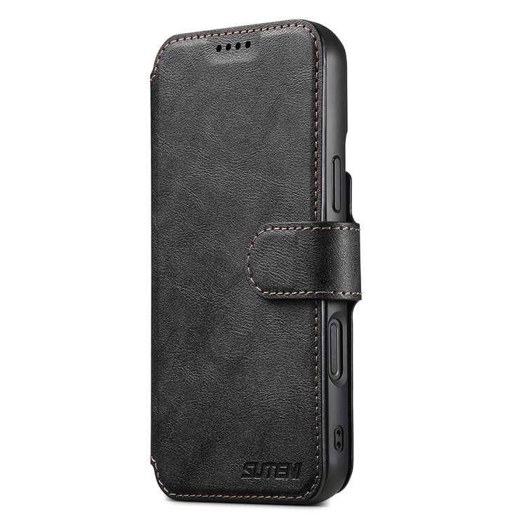 SUTENI Q-05 För iPhone 15 Plus / 14 Plånboksfodral 2 i 1 Avtagbart läder Flip-telefonfodral med stativ