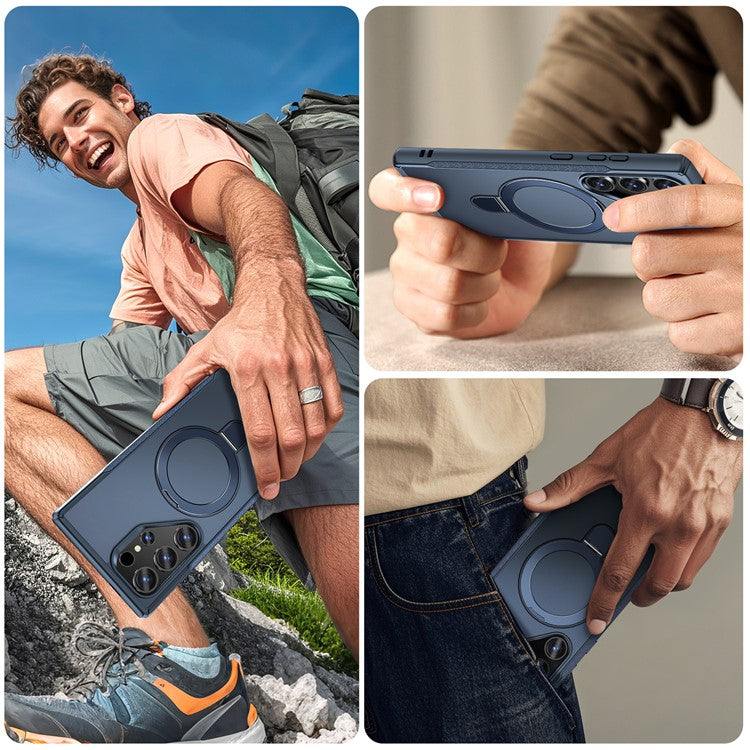For Samsung Galaxy S23 Ultra Case with Magnetic Kickstand TPU + PC Anti Drop Phone Cover