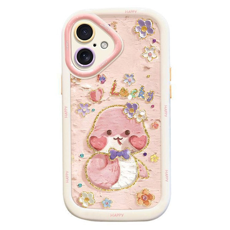 För iPhone 16 Plus-fodral Lucky Snake Pattern Design TPU + PC-skyddande telefonfodral
