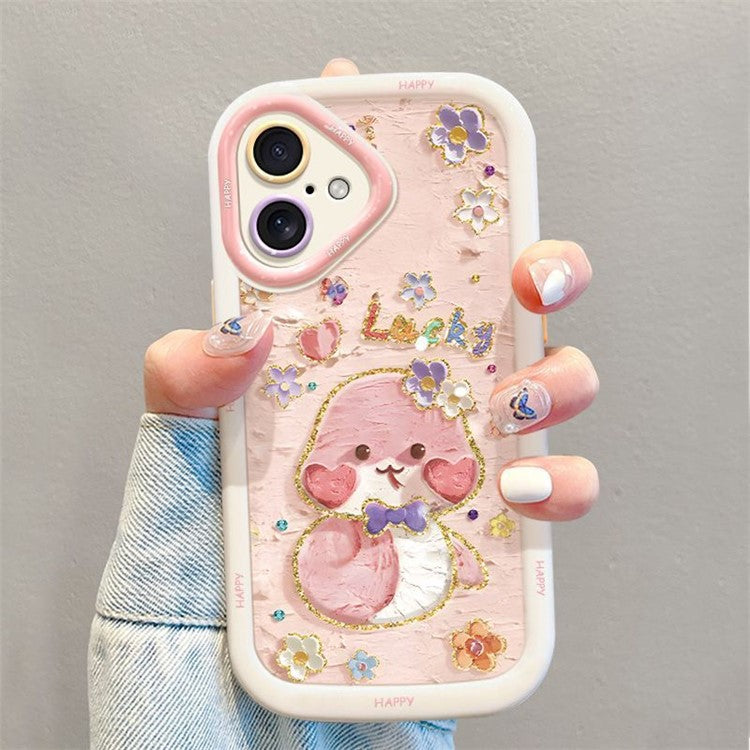För iPhone 16 Plus-fodral Lucky Snake Pattern Design TPU + PC-skyddande telefonfodral