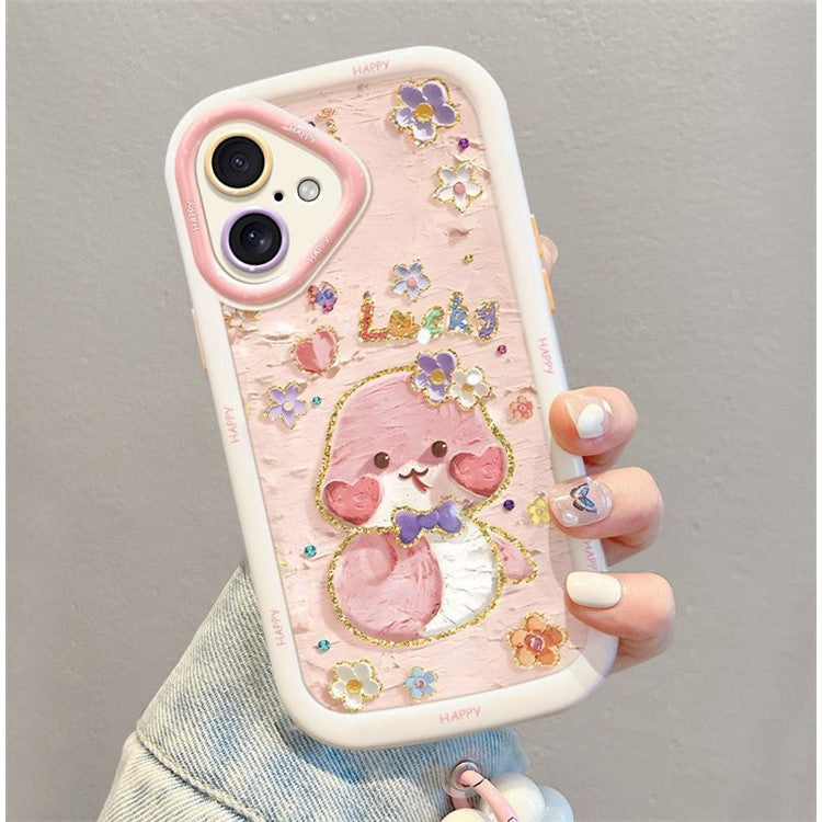 För iPhone 16 Plus-fodral Lucky Snake Pattern Design TPU + PC-skyddande telefonfodral