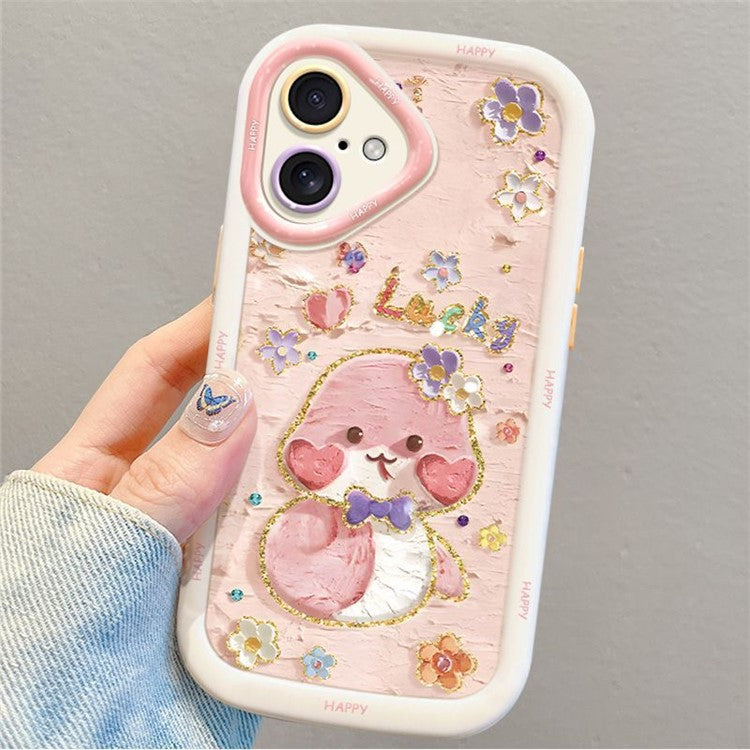 För iPhone 16 Plus-fodral Lucky Snake Pattern Design TPU + PC-skyddande telefonfodral