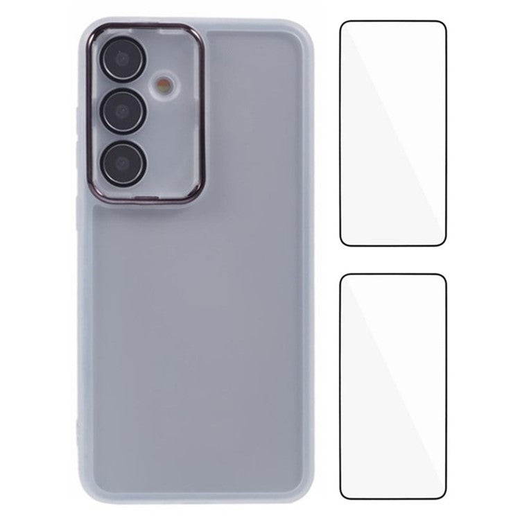 WANLONFENG DKSM2 Series For Samsung Galaxy A15 4G  /  5G Case TPU Clear Phone Cover with 2Pcs Screen Film