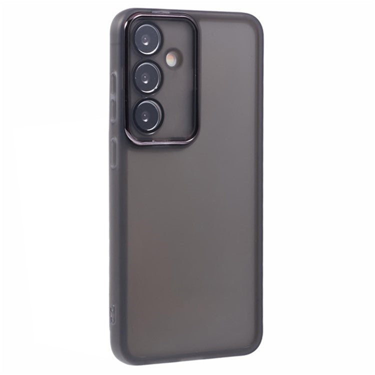WANLONFENG DKSM2-serien för Samsung Galaxy S24+ Fodral TPU genomskinligt telefonskal med 2 st skärmfilm / galvaniserad linsram