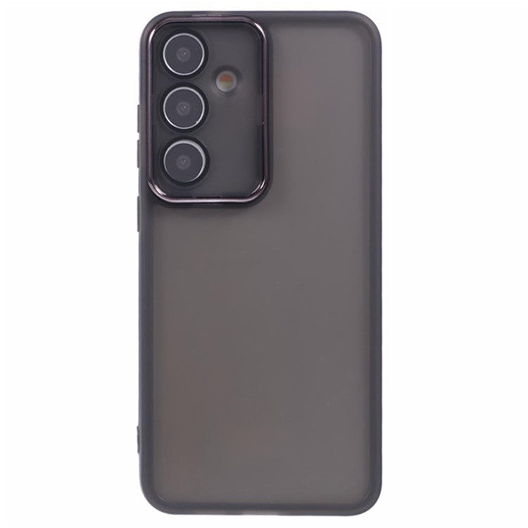 WANLONFENG DKSM2-serien för Samsung Galaxy S24+ Fodral TPU genomskinligt telefonskal med 2 st skärmfilm / galvaniserad linsram
