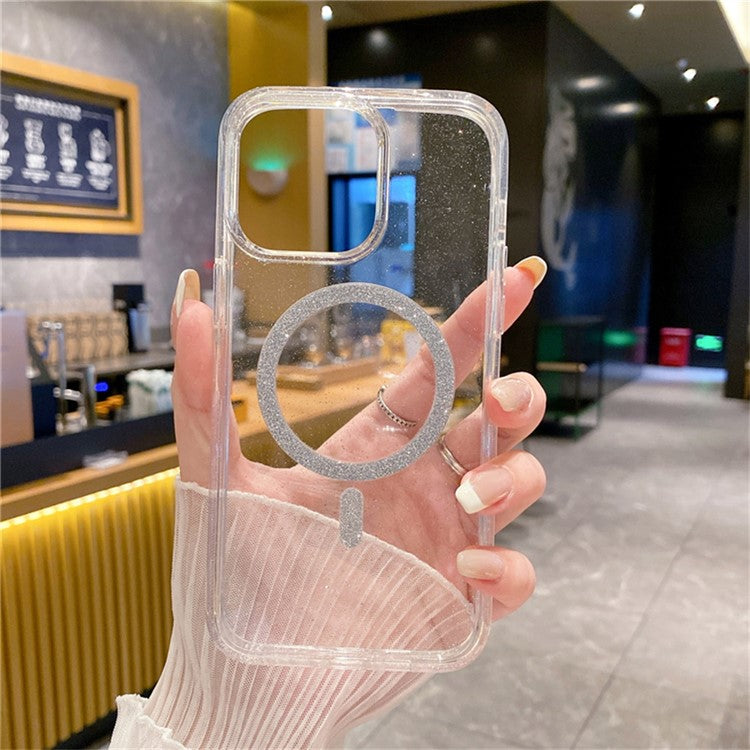 For iPhone 14 Pro Phone Case Compatible with MagSafe Glitter PC + TPU Hybrid Shockproof Cover