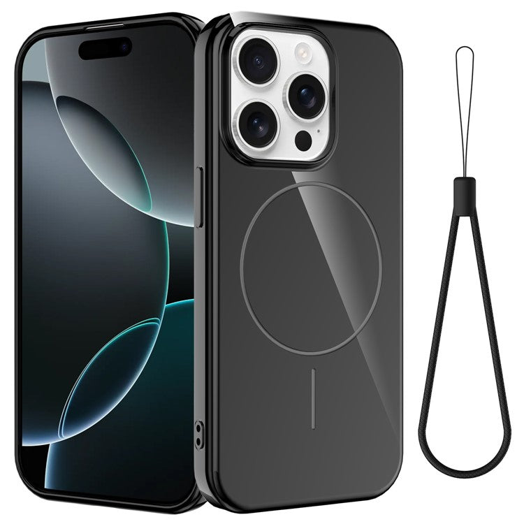 För iPhone 15 Pro Max Magnetfodral Kompatibel med MagSafe TPU telefonbaksida med Lanyar