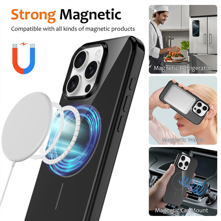 För iPhone 15 Pro Max Magnetfodral Kompatibel med MagSafe TPU telefonbaksida med Lanyar