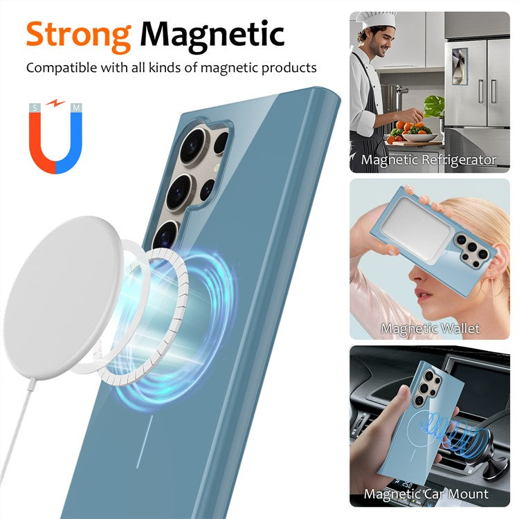For Samsung Galaxy S23 Ultra Magnetic Case Compatible with MagSafe TPU Phone Back Cover with Lanyard