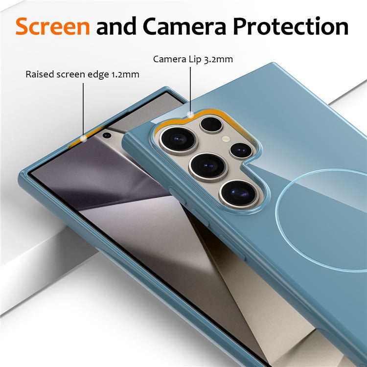 For Samsung Galaxy S23 Ultra Magnetic Case Compatible with MagSafe TPU Phone Back Cover with Lanyard