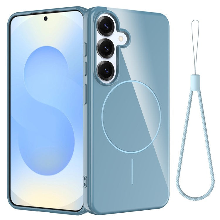 För Samsung Galaxy S24+ Magnetfodral Kompatibel med MagSafe TPU telefonbaksida med Lanyar