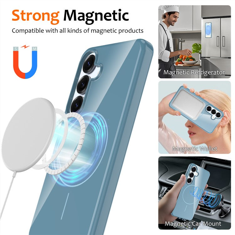 För Samsung Galaxy S24+ Magnetfodral Kompatibel med MagSafe TPU telefonbaksida med Lanyar