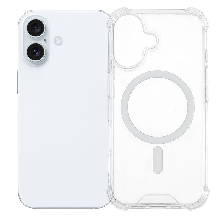 För iPhone 16 genomskinligt telefonfodral kompatibelt med MagSafe 1,5 mm
