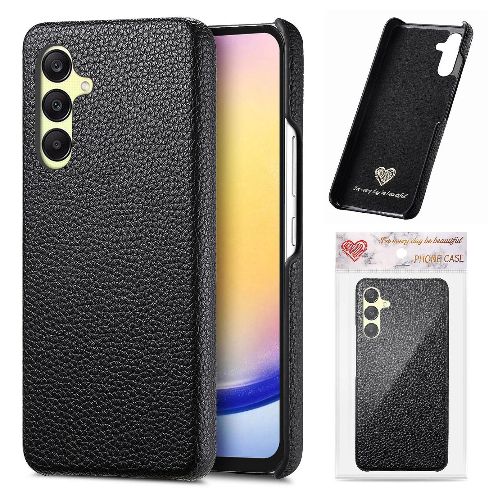 För Samsung Galaxy A56 5G Fodral Litchi Texture Läderbelagd PC Mobilt Bakstycke