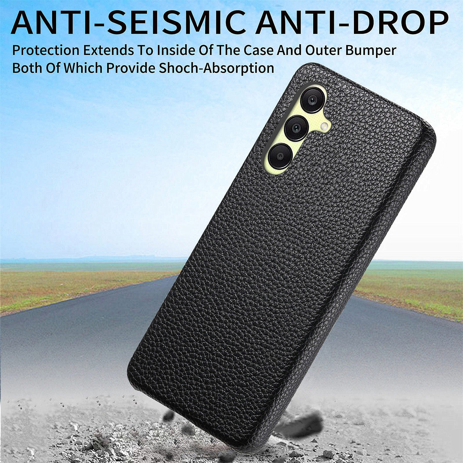 För Samsung Galaxy A56 5G Fodral Litchi Texture Läderbelagd PC Mobilt Bakstycke