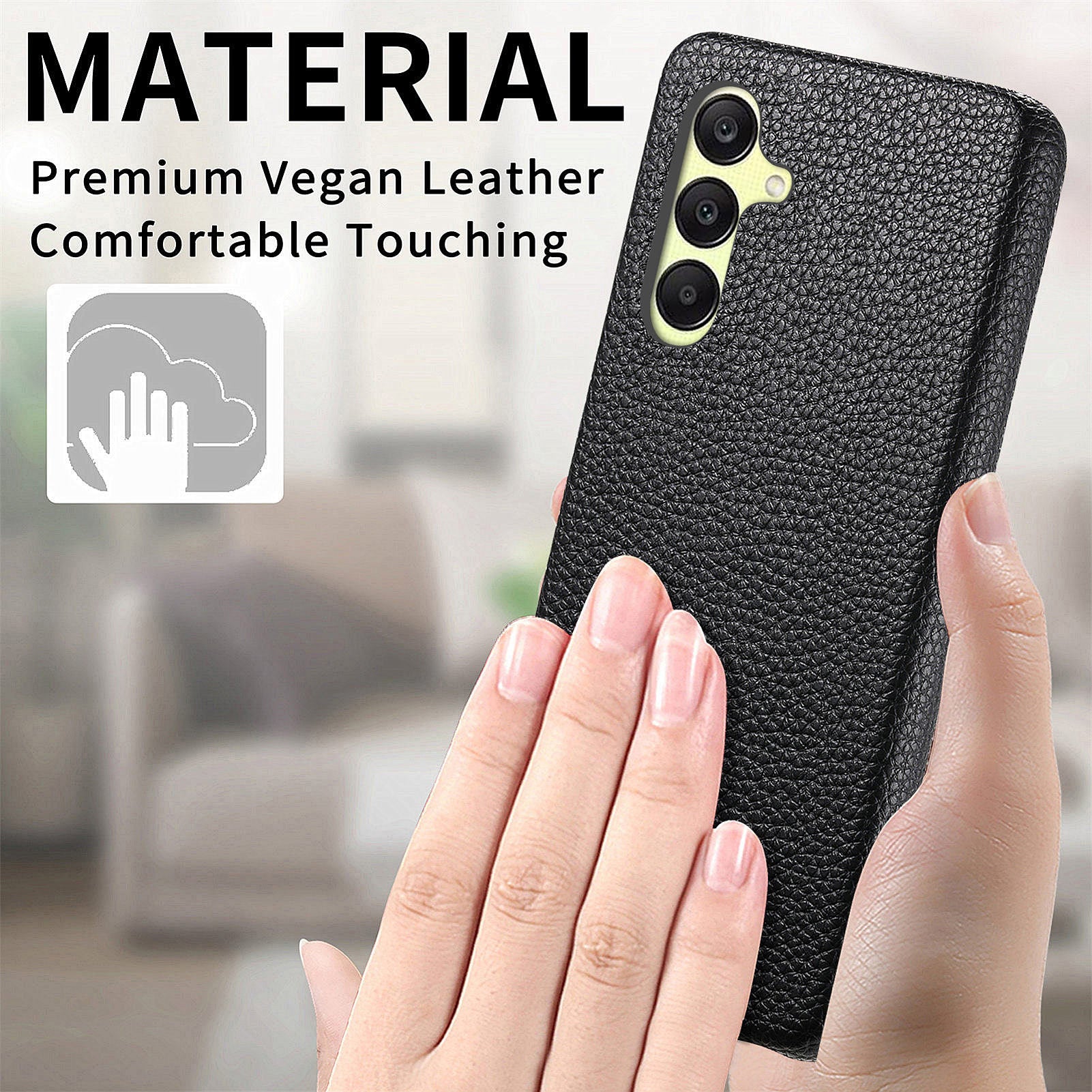 För Samsung Galaxy A56 5G Fodral Litchi Texture Läderbelagd PC Mobilt Bakstycke