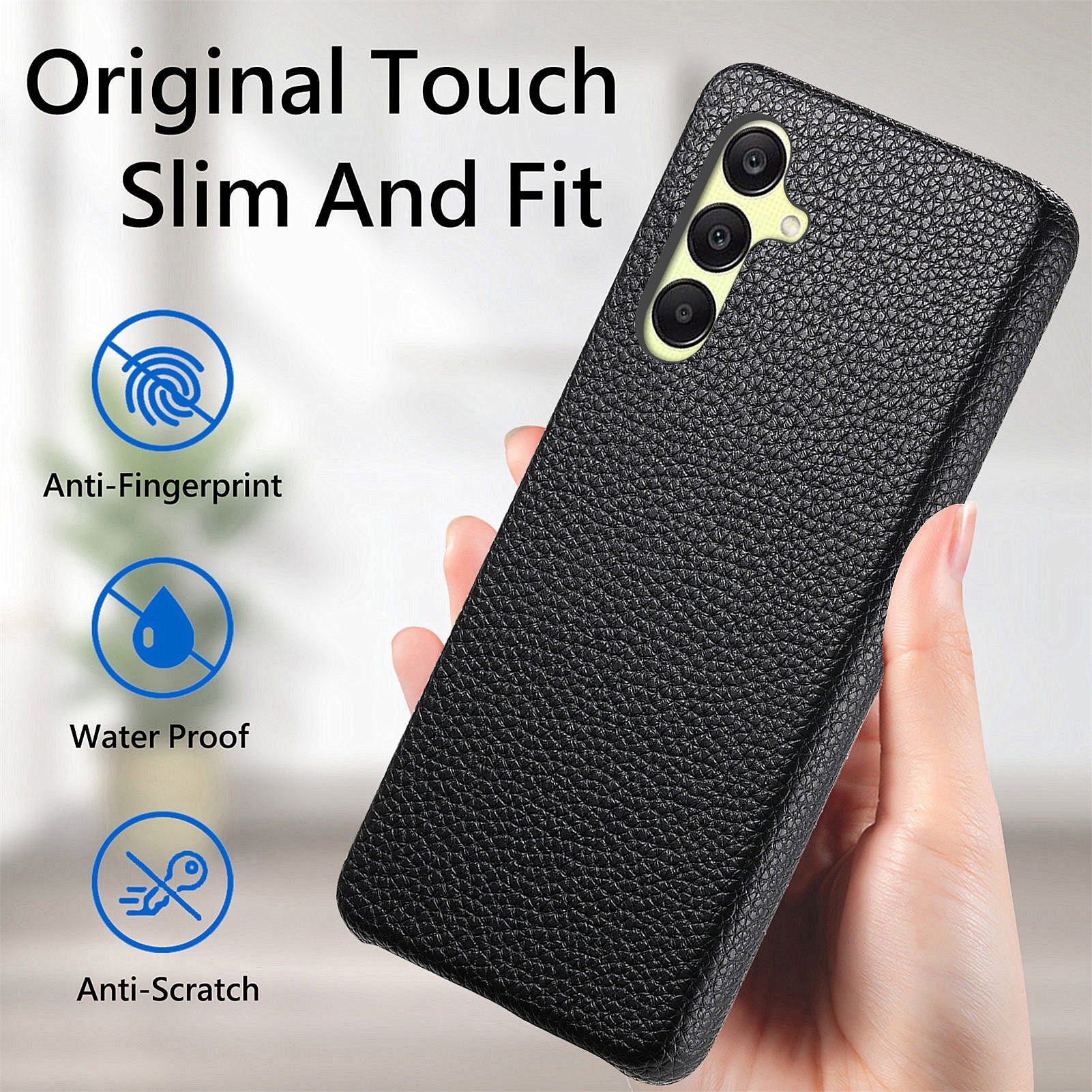För Samsung Galaxy A56 5G Fodral Litchi Texture Läderbelagd PC Mobilt Bakstycke
