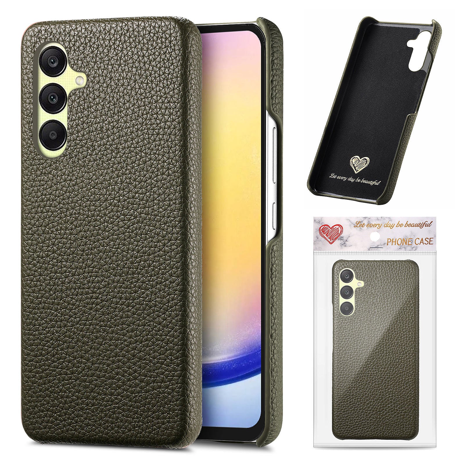 För Samsung Galaxy A56 5G Fodral Litchi Texture Läderbelagd PC Mobilt Bakstycke