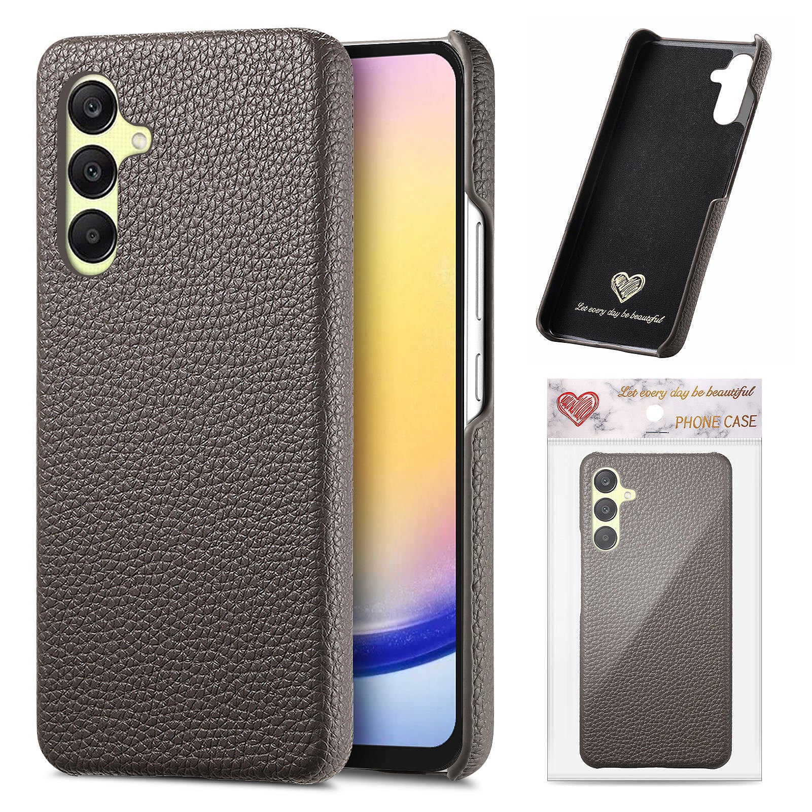 För Samsung Galaxy A56 5G Fodral Litchi Texture Läderbelagd PC Mobilt Bakstycke