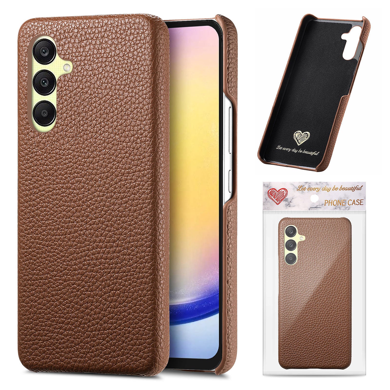 För Samsung Galaxy A56 5G Fodral Litchi Texture Läderbelagd PC Mobilt Bakstycke
