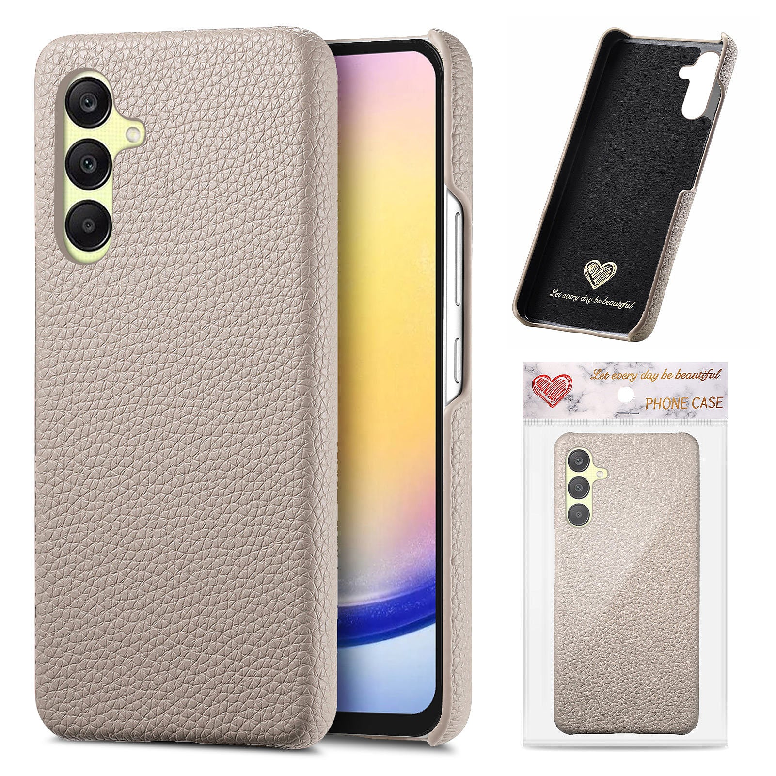 För Samsung Galaxy A56 5G Fodral Litchi Texture Läderbelagd PC Mobilt Bakstycke