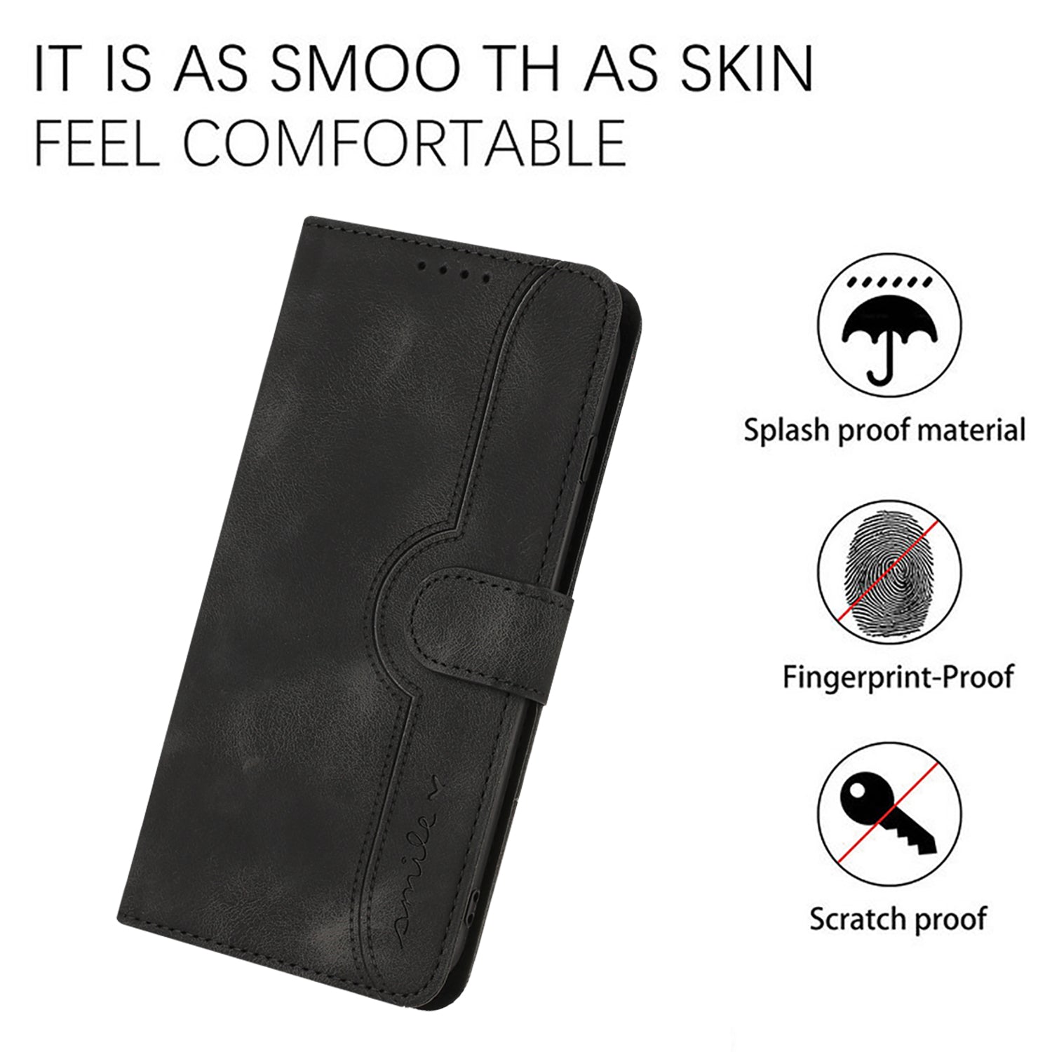 For Samsung Galaxy A15 5G / Galaxy A15 4G Leather Case Wallet Stand Smile Imprinted Phone Cover with Strap
