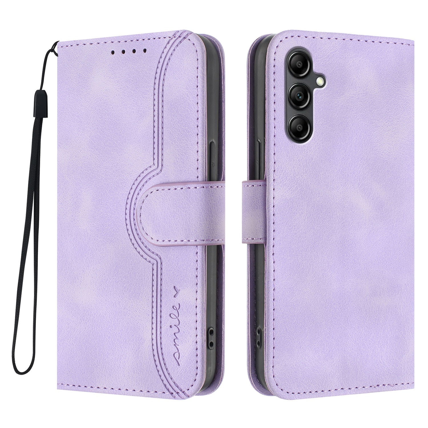 For Samsung Galaxy A15 5G / Galaxy A15 4G Leather Case Wallet Stand Smile Imprinted Phone Cover with Strap
