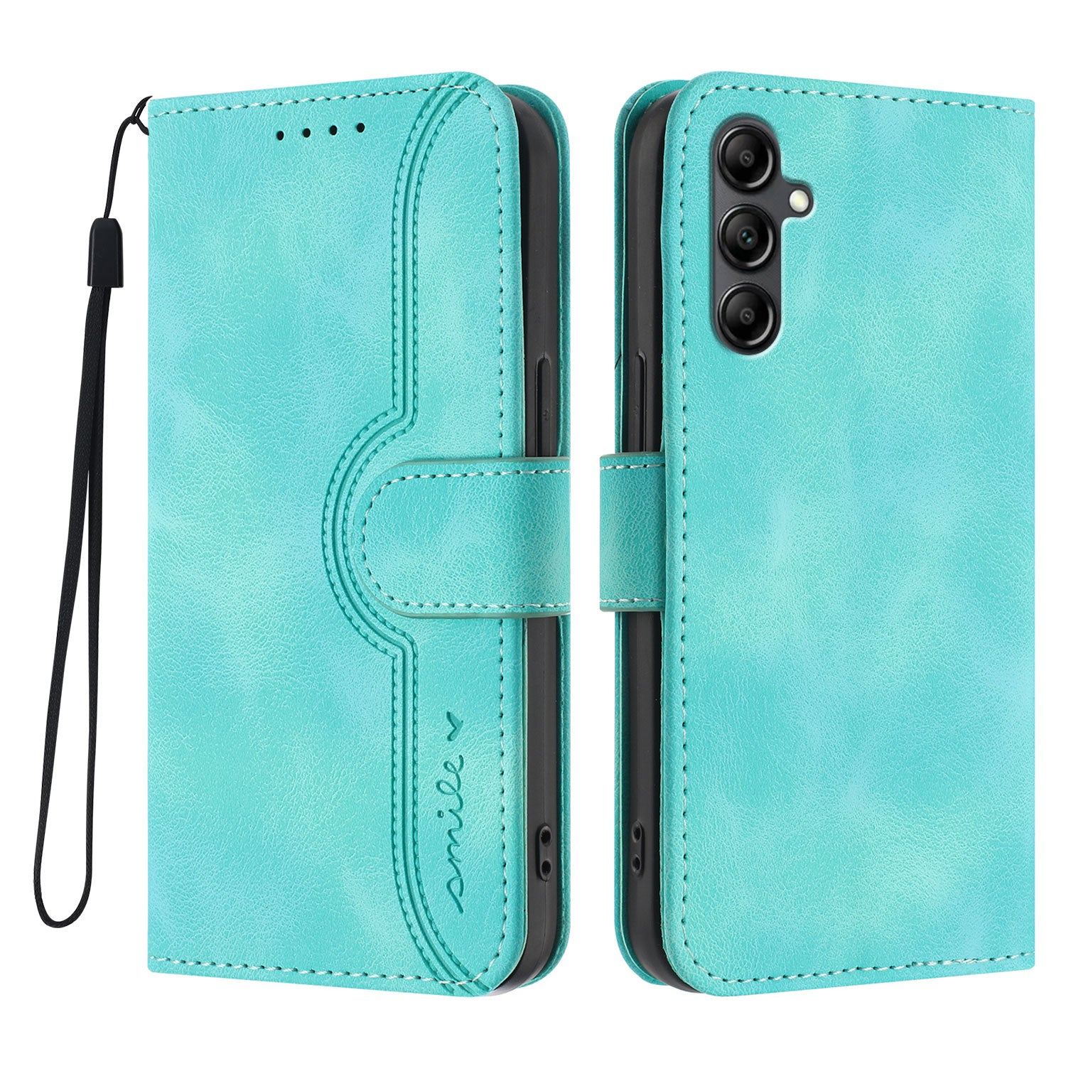 For Samsung Galaxy A15 5G / Galaxy A15 4G Leather Case Wallet Stand Smile Imprinted Phone Cover with Strap
