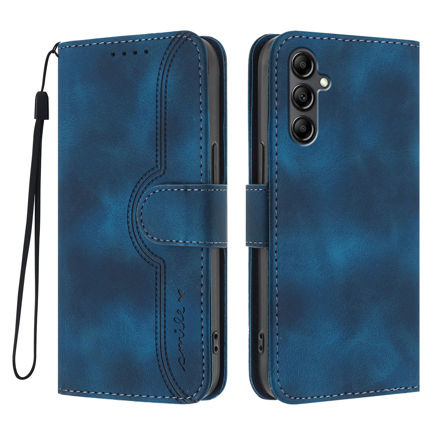 For Samsung Galaxy A16 4G / Galaxy A16 5G Leather Case Wallet Stand Smile Imprinted Phone Cover with Stra