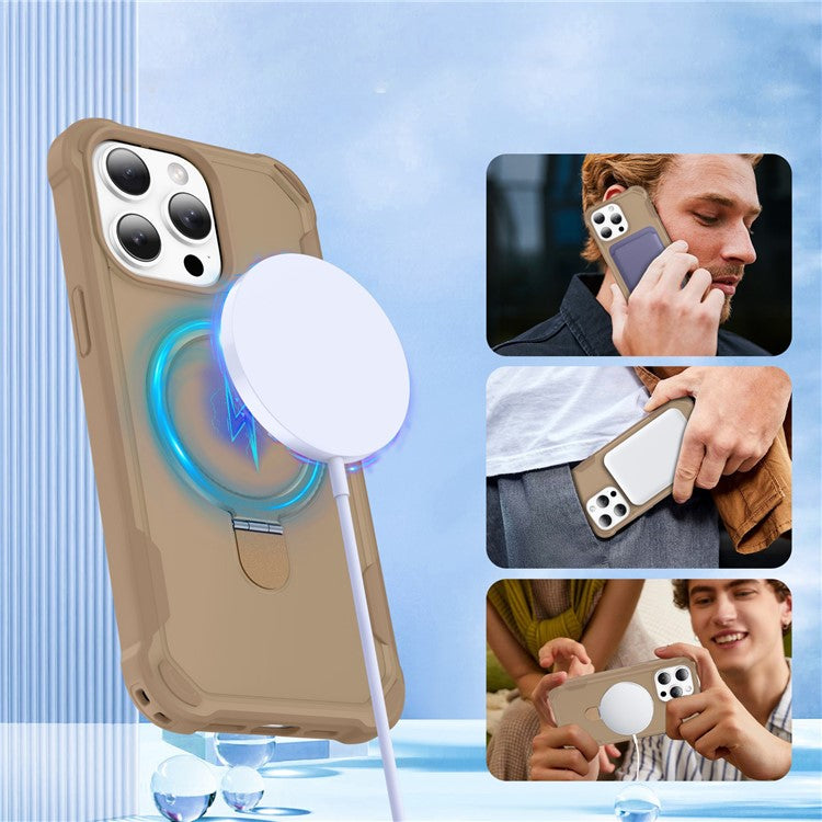 För iPhone 16 Pro Max Fodral Kompatibel med MagSafe Kickstand TPU + PC Stötsäker telefonbaksida