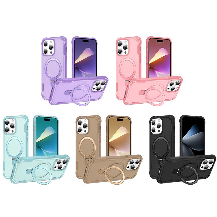 För iPhone 16 Pro Max Fodral Kompatibel med MagSafe Kickstand TPU + PC Stötsäker telefonbaksida