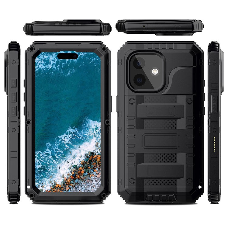 IP68 vattentätt telefonfodral för iPhone 16 Plus Metall + silikonskal med skärmskydd