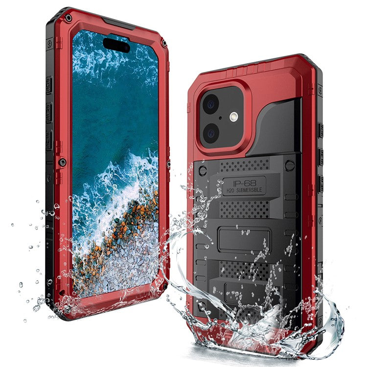IP68 vattentätt telefonfodral för iPhone 16 Plus Metall + silikonskal med skärmskydd