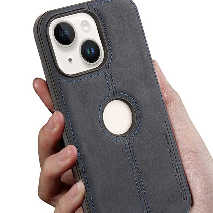 För iPhone 14-fodral Central Axis med logotyp PU-läder + PC-telefon bakstycke