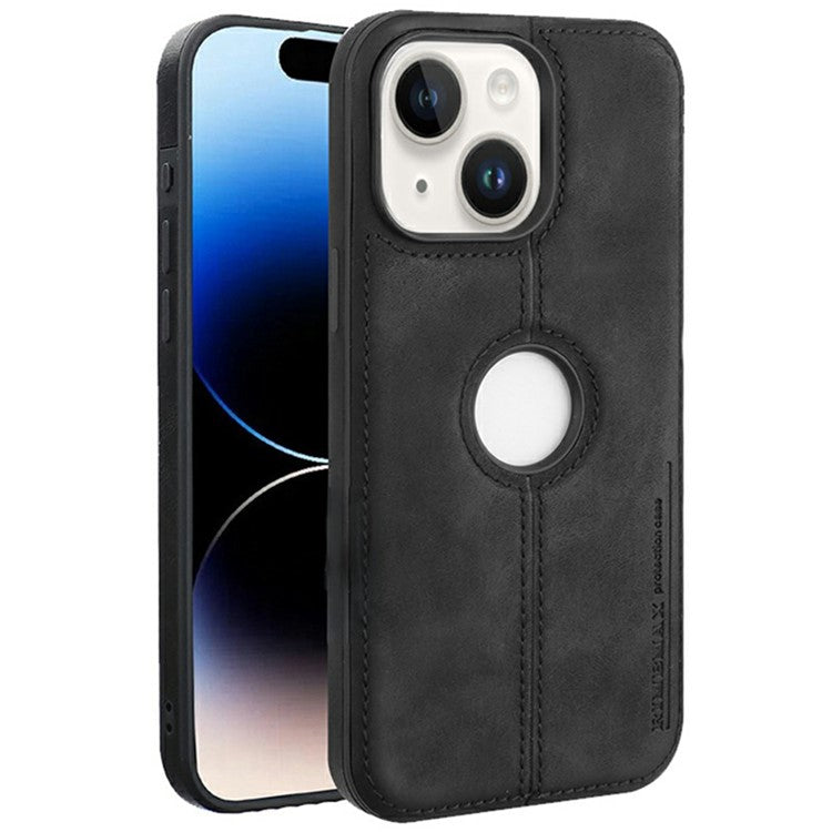 För iPhone 14-fodral Central Axis med logotyp PU-läder + PC-telefon bakstycke