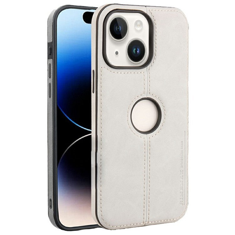 För iPhone 14-fodral Central Axis med logotyp PU-läder + PC-telefon bakstycke
