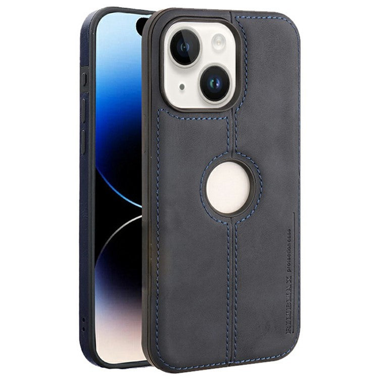 För iPhone 14-fodral Central Axis med logotyp PU-läder + PC-telefon bakstycke