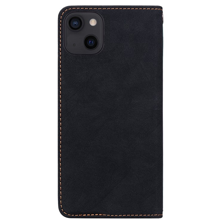 For iPhone 14 / 13 Case Lines Pattern Wallet Leather Phone Cover with Stra