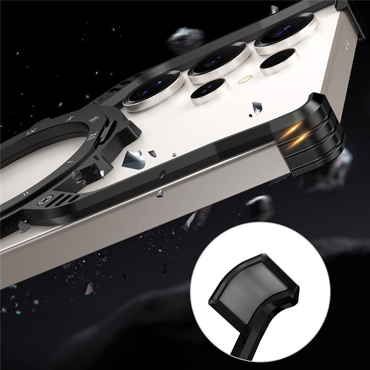 For Samsung Galaxy S23 Ultra Case Luminous Magnetic Kickstand Aluminum Alloy + PC Bumper Phone Cover Heat Dissipation