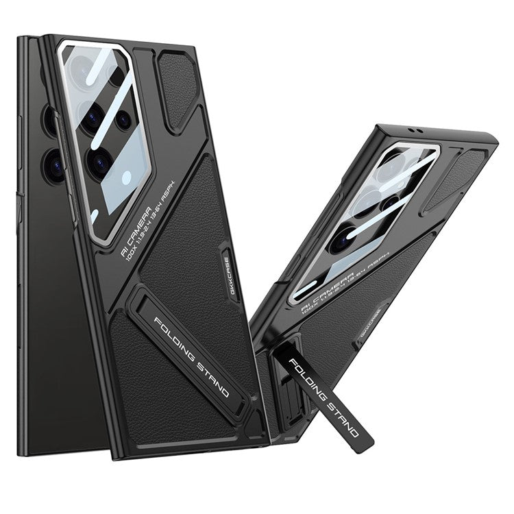GKK For Samsung Galaxy S23 Ultra Case Shockproof PC + PU Phone Cover with Kickstand Mecha Style