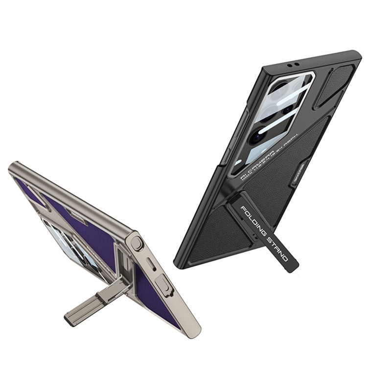 GKK For Samsung Galaxy S23 Ultra Case Shockproof PC + PU Phone Cover with Kickstand Mecha Style
