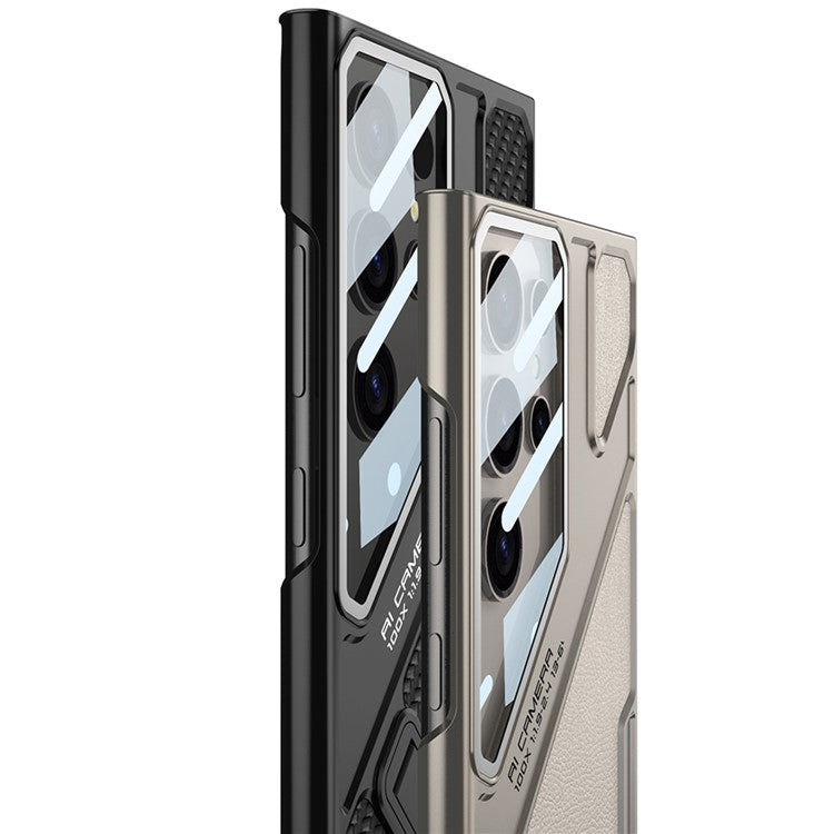 GKK For Samsung Galaxy S23 Ultra Case Shockproof PC + PU Phone Cover with Kickstand Mecha Style