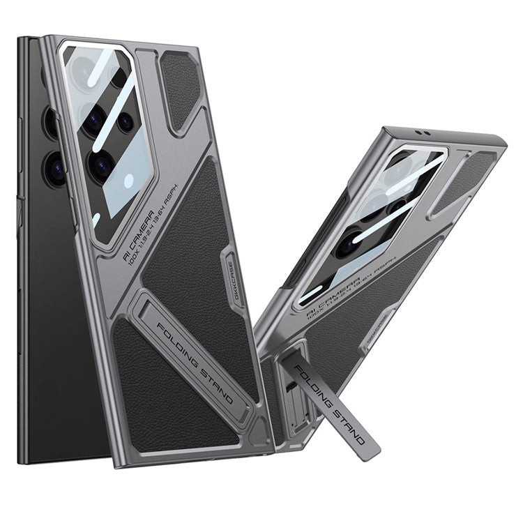 GKK For Samsung Galaxy S23 Ultra Case Shockproof PC + PU Phone Cover with Kickstand Mecha Style