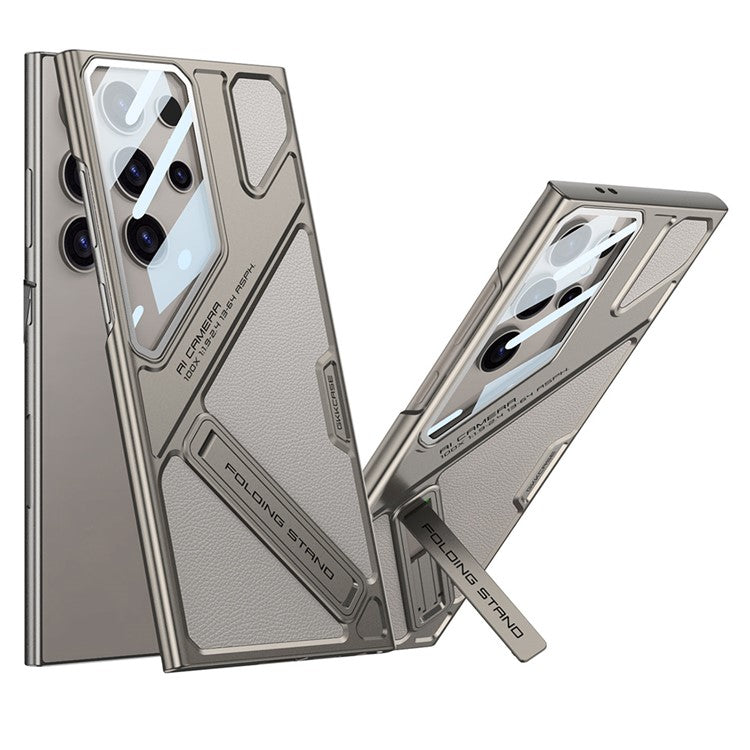 GKK For Samsung Galaxy S23 Ultra Case Shockproof PC + PU Phone Cover with Kickstand Mecha Style