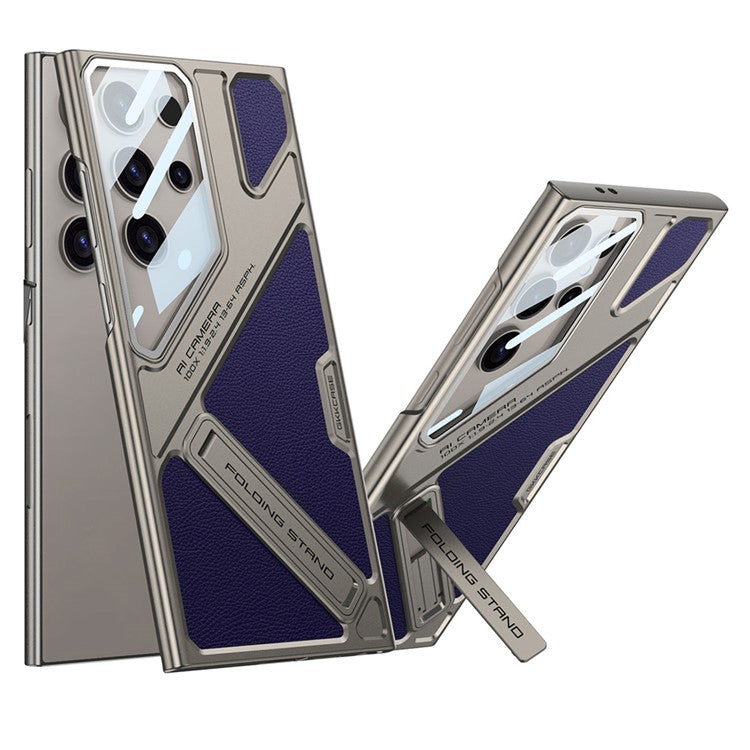 GKK For Samsung Galaxy S23 Ultra Case Shockproof PC + PU Phone Cover with Kickstand Mecha Style