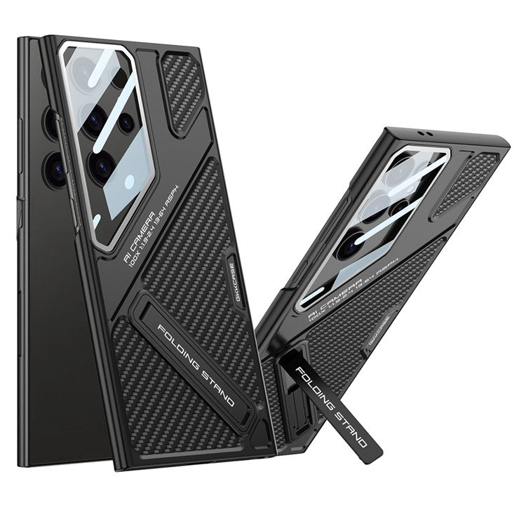 GKK For Samsung Galaxy S23 Ultra Case Shockproof PC + PU Phone Cover with Kickstand Mecha Style